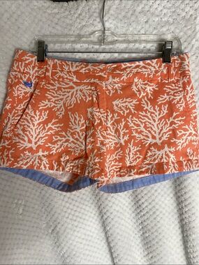 Southern Marsh Orange and White Coral Reef Print Shorts